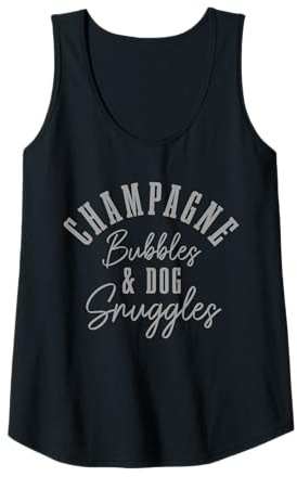 Womens Champagne Bubbles & Dog Snuggles Funny Dogs Tank Top