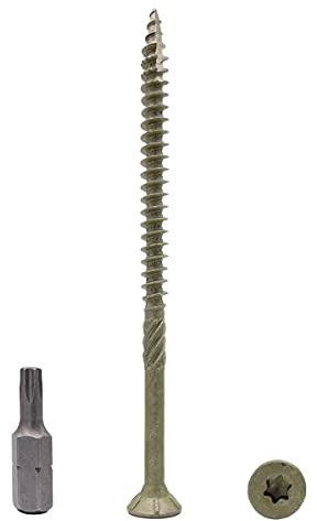 Marcopol Lot de 200 vis à bois finition anticorrosion 5,0 x 90 mm, tête Torx type 17, tête fraisée, vis extérieure (200, 5,0 x 90 mm), Vert