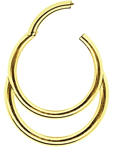 Modern Nature Piercing-Schmuck Segment Clicker mit Doppel Ring Gold in 1,2 x 8 mm