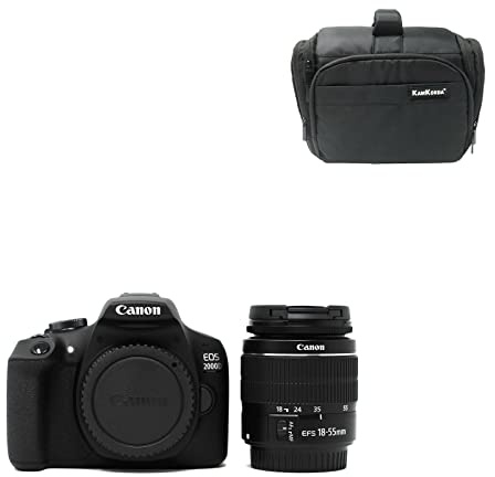 KamKorda Camera Bag + 2000D DSLR Camera + 18-55 III Lens Black, 24.1MP APS-C CMOS Sensor, Built-In Wi-Fi with NFC + 2 Year Warranty