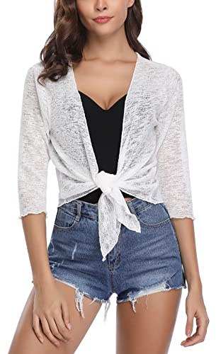 Gyabnw Bolero Donna Maniche 3/4 Cardigan Corto Leggero