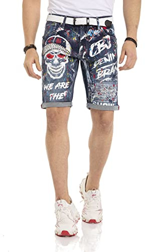 Cipo & Baxx Short en Jean pour Homme - Bermuda - Délavé - pour Homme - Capri, 32W