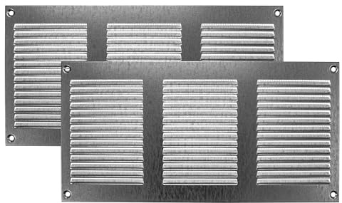Vent Systems 30 x 15 cm – Paquete de 2 cubiertas para rejilla de ventilación – Galvanizado – Rejilla de retorno de aire de metal con pantalla antiplagas integrada