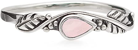 Rosenquarz Edelstein 925 Sterling Silber Ring Stimmungsring Stil Solitär Gefühls für Damen und Girls (48 (15.28))
