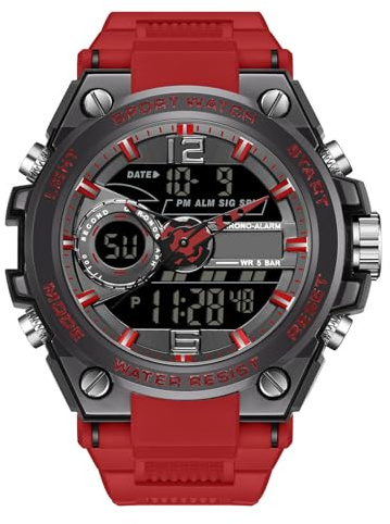 RORIOS Relojes Digital para Hombre Deportivos Relojes de Pulsera con Alarma Reloj Multifuncional Militar para Hombre