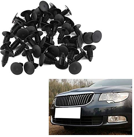 Push Pin Clip Retainer, 50pcs Parachoques de Automóvil Sujetador de Remache de Plástico Clips de Ajuste Clips A133 Clips de Plástico Negro para Variedades de Vehículos