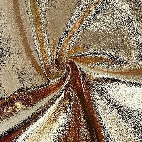 XHT 1YARD holografisk regnbåge metallisk lustre konstläder mjuk tygplåt för tillverkning av skor/påse/bälte/hantverk (champagneguld)
