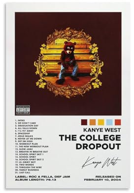 WOODBU Kanye Poster West The College Dropout Album Cover Poster Leinwand Kunst Poster Schlafzimmer Dekor Poster 40 x 60 cm