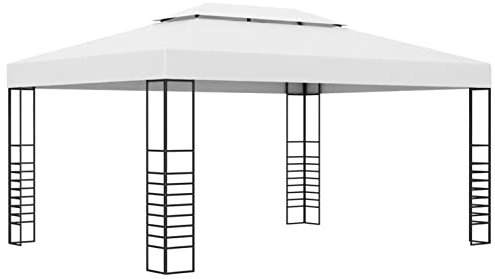 ZEYUAN Gartenpavillon, Faltpavillon, Pergola, Partyzelt, Standmarkise, Sonnenzelt, Garten Pavillion, Grillpavillon, Pulverbeschichteter Stahl 4x3x2,7 m Weiß