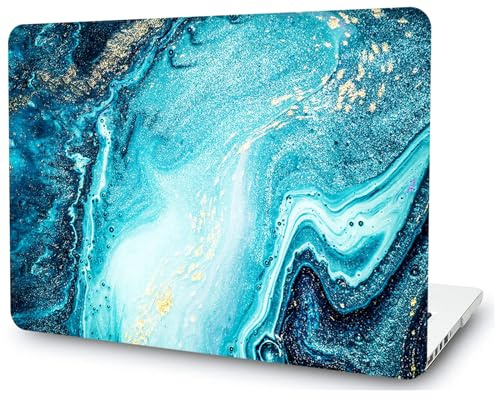 AMCJJ Kompatibel mit MacBook Air M1 Hülle 13 Zoll 2022 2021 2020 2019 2018 A2337 A2179 A1932 mit Retina,Schutzhülle Cover,Blauer Marmor