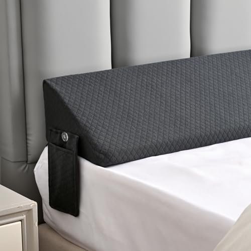 Twin Bed Wedge Pillow for Headboard Gap Filler Pillow Plus (0-8) Mattress Wedge Gap Filler Twin Between Wall and Mattress,for College Dorm,Sleeping Backrest Headboard Pillow Dark Grey Bedroom Decor