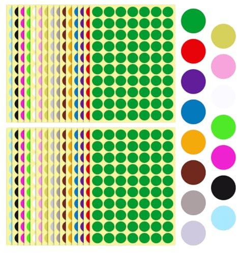 WeddHuis 2100 Stück Klebepunkte Aufkleber Rund Punktaufkleber Farbkodierung Etiketten Markierungspunkte Sticker für Büro Zuhause Schule (19mm) (15 Farben Bunt)