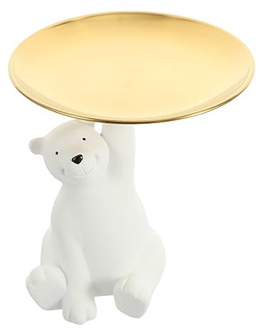 MUSISALY Plateau De Rangement Ours Polaire Décoratif Assiette en Résine, Modèle Assis, Multicolore, Rangement Polyvalent pour Clés Et Petits Objets, Décoration Intérieure, Présent Original