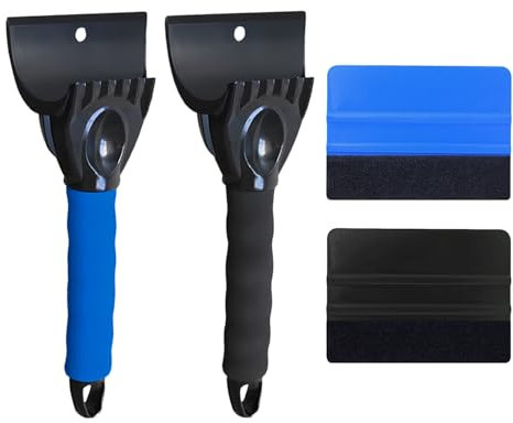 2 Rascadores De Hielo para Coche Y 2 Rascadores para Coche, Herramientas De Limpieza De Nieve De Invierno, Palas Antideslizantes, Accesorios De Herramientas para Coche