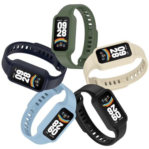 CHULN 5 St Silikonarmband Kompatibla Med Xiaomi Band 9 Active/Redmi Band 3, Justerbart Sportband Ersättningsarmband