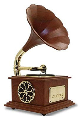 Aioneer Vinyl Playerge, Phonograph Bluetooth 4.2 Record Player Music Dynamic Stereo Speaker Mini Metal Retro Style O Cable Home Office Club Bar Decor Ornaments Gramophone