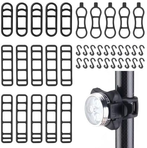 SHPUJUN Fahrrad Silikonband Set,20 Silikon Gummibänder für Fahrradlicht,Gummiringe Halterung für Fahrradlampe,Fahrradzubehör Band,Fahrrad Rücklicht Silikongurte,Ersatzgummi für LED Taschenlampe