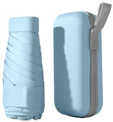 Wisebom Ombrello Mini Custodia 6 Costole Pieghevole UPF>50+ Sole/Pioggia/Antivento Portatile da Viaggio