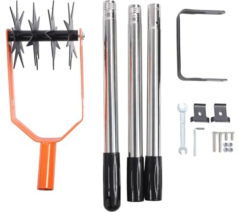 Herramienta cultivador Casco de mano de jardín ajustable con poste de acero inoxidable Extensible Herramientas de Mano Jardín con Cuchillo de Malezas para Mezclar Suerte, Recargar Hierba (3 secciones)