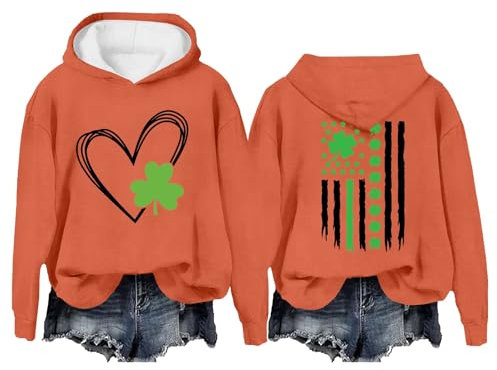 Damen-Kapuzenpullover, langärmelig, Winter, warm, Sweatshirt für Damen, Herbst-Tops, grafische Hoodies, Langarm-Shirts, bedruckt, Pullover, Tops, A-Linie, Reißverschlussjacke für Damen, Orange, M