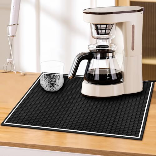 HOTUT Tappetino Bar Nero, 45 x 30 cm Tappetino Bar in PVC Spessi e Resistenti, Tappetino per Bar Mat Antiscivolo Scolapiatti per Bancone Cucina Cocktail da Bar, Antiscivolo Tappetino Barman
