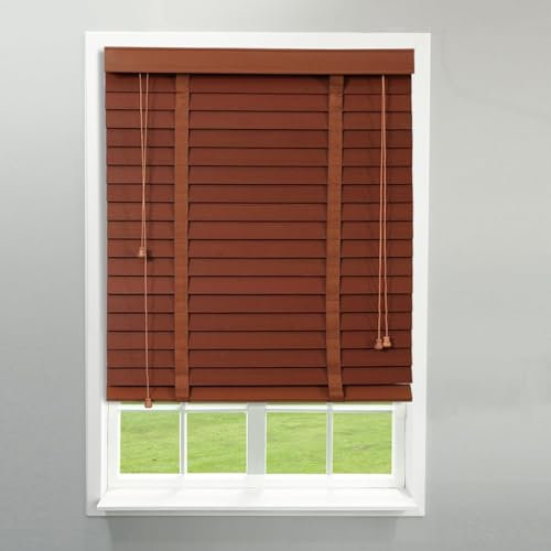 Horizontal Jalousie Aus Holz Holzjalousie 5cm Lamellen W 25/35/50/65/80/90/100/135/160cm Venezianische Jalousie Verdunkelungs/Sonnenschutz(Dunkelbraun)