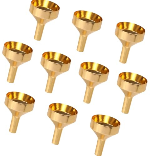 Sehuby Embudo pequeño, paquete de 10 embudos pequeños de metal para perfumes de cocina, embudo de llenado para una fácil transferencia y llenado en botellas pequeñas