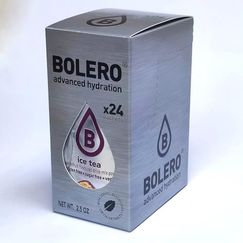 Bolero ICE TEA PASSIONFRUIT 24x3g | Poudre pour boisson sans sucre, édulcorée à la stévia + vitamine C | convient aux enfants, aux sportifs et aux diabétiques | sans gluten
