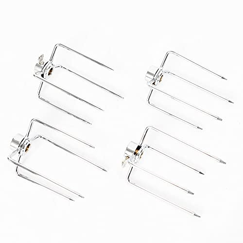 Rotisserie-Fleischgabel, Edelstahl Rotisserie Fleischklammer Fleischnadel, mit Feststellschraube, 4er Set - Fleischnadeln für Grillspieße, für Drehspieß, Hähnchen, und vieles mehr