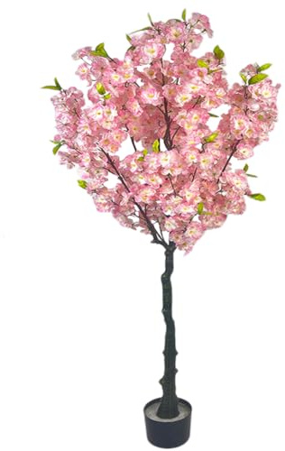Zstar Árbol de Cerezo Artificial, 150 cm, Planta Artificial de Cerezo en Maceta, Realista con Tronco Realista, Plantas Artificiales Grandes, decoración para Interior y Exterior, salón, balcón