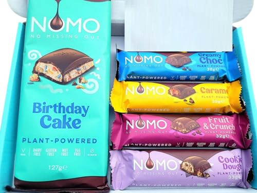 NOMO Chocolate Selection Hamper Gift Box | Birthday Cake | Free From, Gluten Free, Dairy Free, Egg Free, Nut Free, Vegan & Vegetarian | Hamper Exclusive To INTERGALACTIC SWEETS