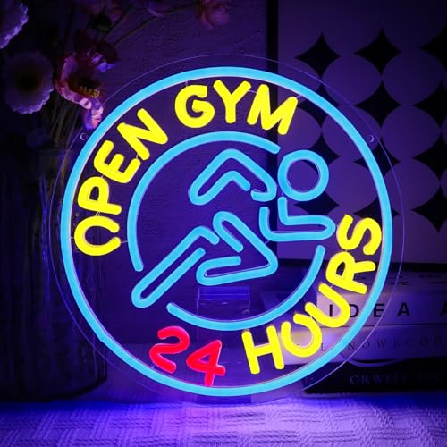 OYCGZV Open Gym Neon Schild Offene Turnhalle Led Neonschild Wand 24 Stunden Geöffnet Neon Sign USB Led Schild für Fitness Club Sportraum Studio Bar Mann Höhle Home Party Dekoration