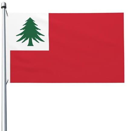 Bandera Pirata Poliester, Bandera De Nueva Inglaterra (Solo Pino) Reforzada Banderines Pancarta Para Balcón Fiesta Flags 90X150Cm