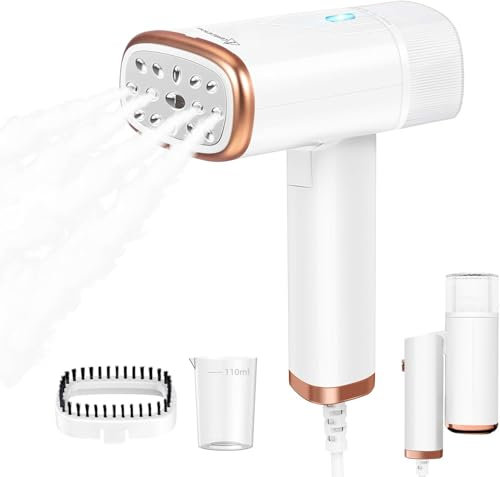 Handheld Travel Clothes Steamer - Portable 20s Fast Heat-Up Wrinkle Remover with Brush, Detachable 120ml Water Tank & Anti-Leak Design - Lightweight Garment Steamer for Home, Office & Travel