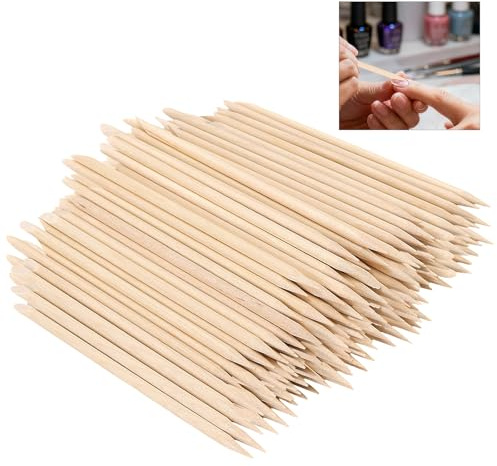 HEIYUET Bâtonnets en Bois de Rose pour Manucure et Pédicure - Lot de 600 Pièces - Repousse-Cuticules Double Face - 11,4 cm - Orange - Accessoires Ongles Professionnels