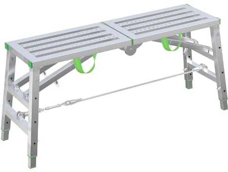 70.86x14.57 Scaffolding Platform Adjustable Work Platform Support 300 lbs Height 35 to 39 inches Portable Zinc Steel Step Stool Folding Ladder Non Slip for Household Office Cleaning & Washing