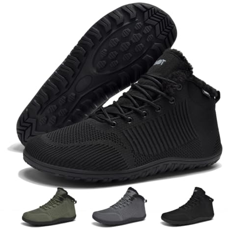Schuvox Stivali Barefoot Invernali Donna Scarpe Barefoot Uomo Scarpe da Neive Impermeabile Caldo Winter Snow Boots Nero 42