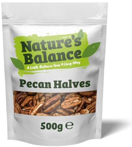 Nature's Balance Pecan Halves 500g Raw Pecan Nuts | Naturally Buttery | Ideal for Baking, Cooking, Roasting & Everyday Snacking