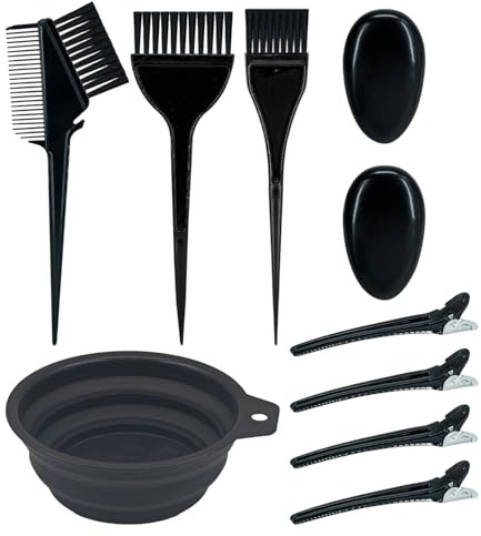 Ensemble D'Outils De Teinture Capillaire 9 Pièces, Brosse De Teinture Capillaire Double Face, Bol De Teinture Capillaire Pliable Multifonctionnel, Outils De Coiffure Bricolage.