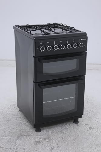 BlueFlame DG5403XBZB 50 cm Freestanding Dual Fuel Cooker With Double Cavity Oven - Black