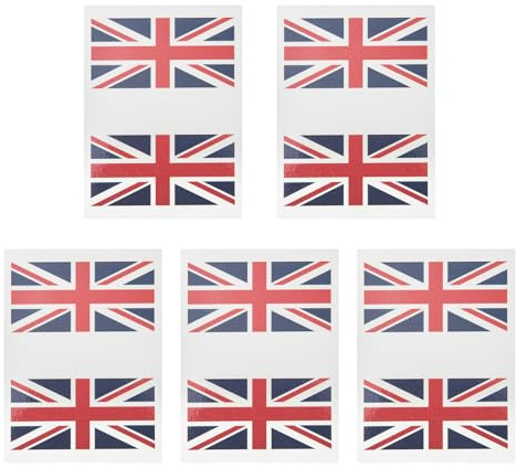 VICASKY 5 Sets England Flag Face Stickers for Football Team, Waterproof Temporary Tattoos, Safe to Skin, Patriotic Sticker Flags