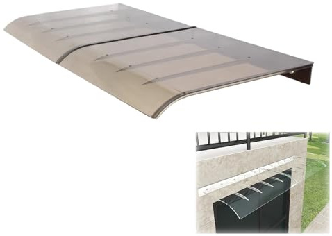 Toldo marrón para puerta, 50 x 40 cm, refugio de lluvia de policarbonato para puerta de entrada y ventana, cubierta exterior para protección contra la intemperie