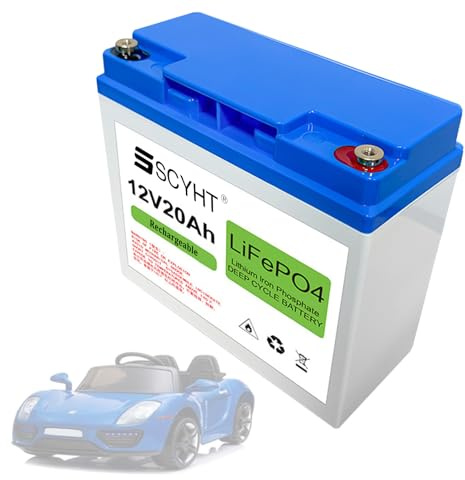 SSCYHT Batería de litio 12V 20Ah Batería LiFePO4 20Ah Baterías iones litio 12V Baterías recargables para energía solar y respaldo con BMS 10A para kit motor 50W a 250W,12v20ah 1pack