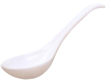 QIALAI Large Soup Spoon, 35cm Long Handle Serving Spoon with Deep Bowl, Food Safe PP Kitchen Ladle for Soups, Rice & Serving, White