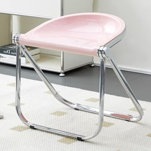 Sgabello pieghevole trasparente per soggiorno, 47 cm, sgabello da trucco, sedile pieghevole in acrilico, sgabello da bar in plastica trasparente, piccolo sgabello per sessioni ed eventi