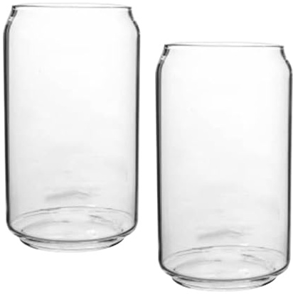 VOSAREA Vasos de Cerveza de Cristal Transparente 2 Piezas 400 Ml Resistentes al Calor Diseño Creativo Forma Lata para Hogar, Bar y Fiestas, Copas Decorativas para Bebida Fría