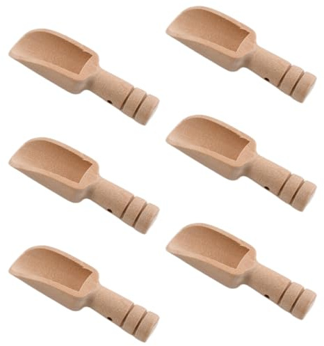 Merzio 6 Pcs Mini Wooden Spoons Set, Wood Small Scoop for Bath Salts Spices Tea Sugar and Washing Powder, Salt Spoon and Wooden Teaspoons for Kitchen and Crafts