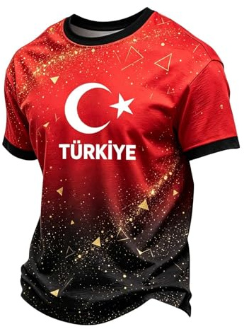 Türkei Trikot Herren - Fußballtrikots, Türkiye Shirt, Fußball 2026 Fanartikel T-Shirts, Trikot Sommershirt, Kroatientrikot, Serbientrikot, Football Jersey Fitness Sportshirt Türkei Oberteile