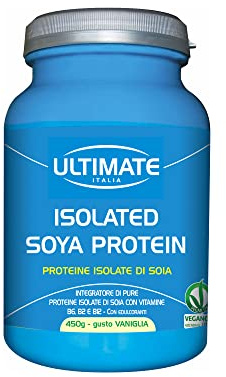 Ultimate Italia - Isolated Soya Protein – gusto vaniglia - 450g - proteine 100% vegetali – ideale per vegani e intolleranti al lattosio