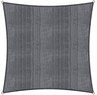 Lumaland Sonnensegel Quadrat | 5 x 5 Meter Wetterbeständiger Sonnenschutz inkl. Befestigungsseile | Terrasse, Garten & Balkon Schattenspender mit UV-Schutz [Dunkelgrau]